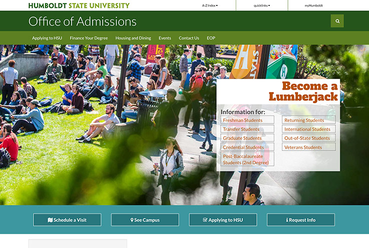 Admissions Website Screenshot