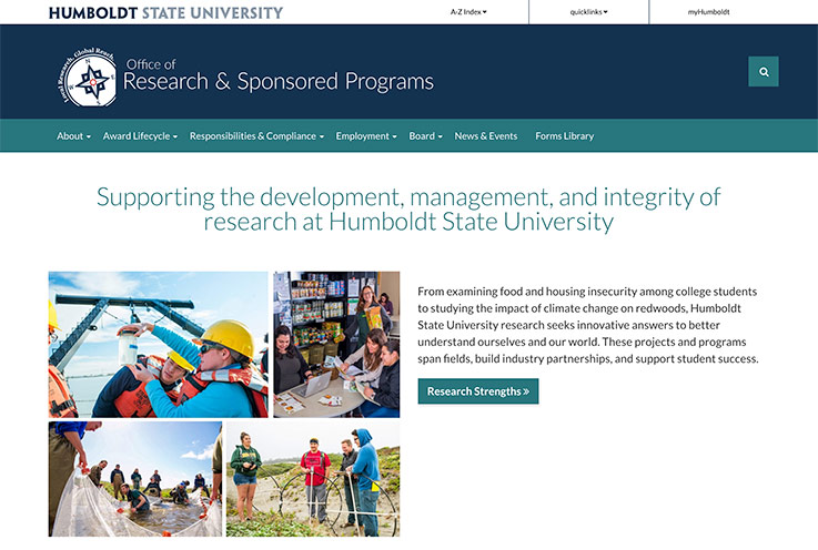home page of Office of Research & Sponsored Programs website